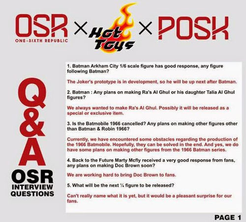 Hottoys未来产品开发计划与动向 HTCEO & OSR 问答录
